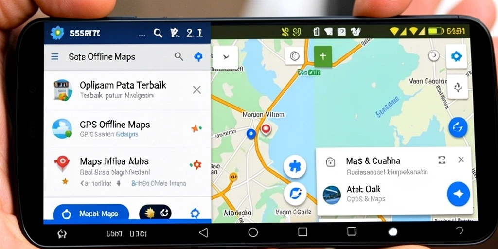 Antarmuka pengguna 55RT dengan peta GPS Offline yang jelas dan informatif.