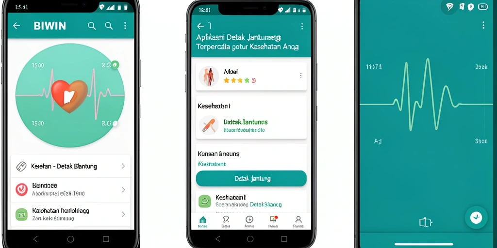 Screenshot antarmuka pengguna BIWIN menunjukkan grafik detak jantung.