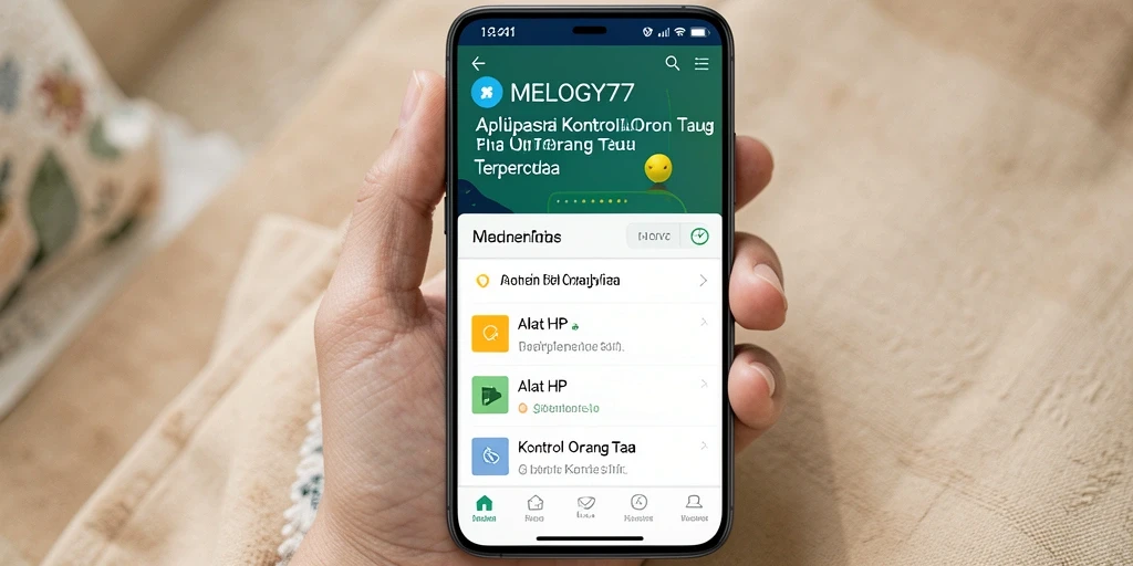 Antarmuka aplikasi MELODY77 untuk kontrol orang tua yang efektif.