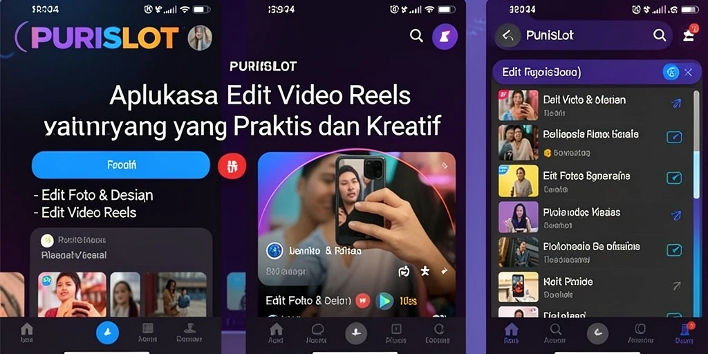 Tampilan antarmuka PURISLOT untuk Edit Video Reels yang sederhana dan efisien.