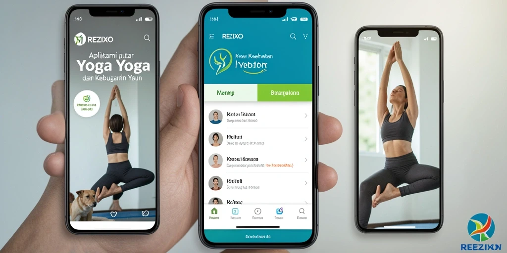Antarmuka REZIXO menampilkan berbagai sesi Yoga yang menarik dan mudah diakses.