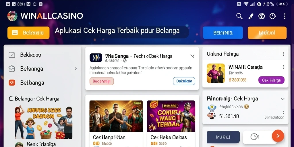 Antarmuka WINALLCASINO yang sederhana dan informatif saat cek harga.